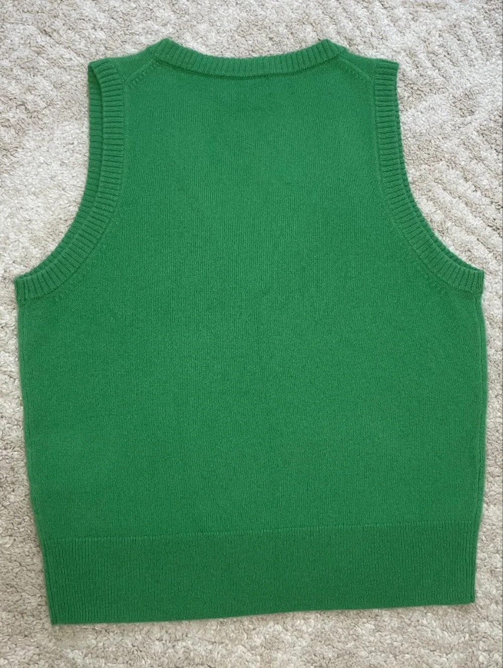 J. Crew 100% Cashmere Green V-Neck Sleeveless Sweater Vest Size XS